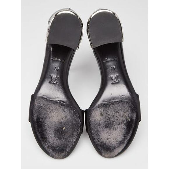 Louis Vuitton Black Patent Leather Silver-tone Sandals 36 sz - Picture 4 of 4